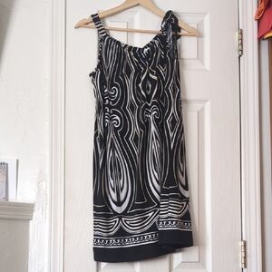 White House Black Market Black & White Patterned Dress